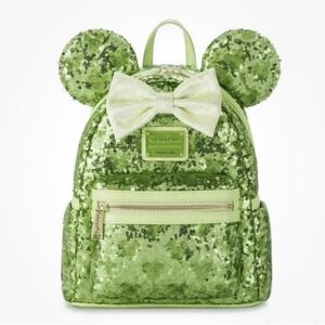 Disney Parks 2025 Tinker Bell Green Sequined Loungefly Backpack Bag - BRAND NEW